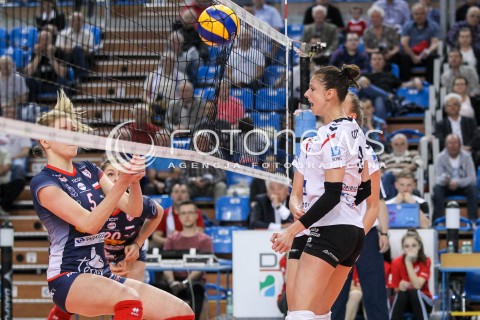  26.04.2018 RZESZOW <br />SIATKOWKA LIGA SIATKOWKI KOBIET LSK 2017/2018 WOMEN VOLLEYBALL POLAND POLISH LEAGUE <br />FAZA PLAYOFF - MECZ O 3. MIEJSCE - 1. MECZ<br />MECZ DEVELOPRES SKYRES RZESZOW - GROT BUDOWLANI LODZ <br />N/Z AGNIESZKA KAKOLEWSKA ANNA KACZMAR <br /> 