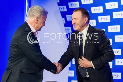  26.04.2018 WARSZAWA<br />BRIEFING PREZESA TVP JACKA KURSKIEGO DOTYCZACY ZAKUPU PRAW SPORTOWYCH<br />N/Z APOLONIUSZ TAJNER PREZES TVP JACEK KURSKI <br /> 