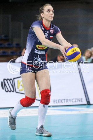  02.05.2018 RZESZOW <br />SIATKOWKA LIGA SIATKOWKI KOBIET LSK 2017/2018 WOMEN VOLLEYBALL POLAND POLISH LEAGUE <br />FAZA PLAYOFF - MECZ O 3. MIEJSCE - 3. MECZ <br />MECZ DEVELOPRES SKYRES RZESZOW - GROT BUDOWLANI LODZ <br />N/Z ADRIANNA MUSZYNSKA SYLWETKA <br /> 