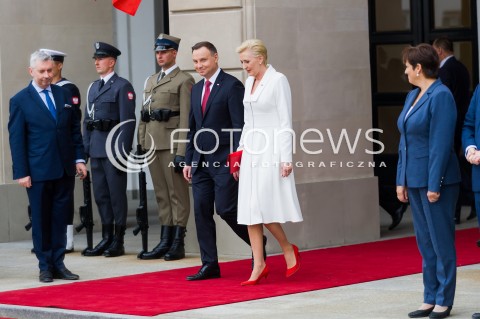  02.05.2018 WARSZAWA <br />DZIEN FLAGI POLSKIEJ Z UDZIALEM PREZYDENTA RP<br />N/Z PREZYDENT RP ANDRZEJ DUDA AGATA KORNHAUSER DUDA<br /> 