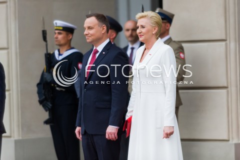  02.05.2018 WARSZAWA <br />DZIEN FLAGI POLSKIEJ Z UDZIALEM PREZYDENTA RP<br />N/Z PREZYDENT RP ANDRZEJ DUDA AGATA KORNHAUSER DUDA<br /> 