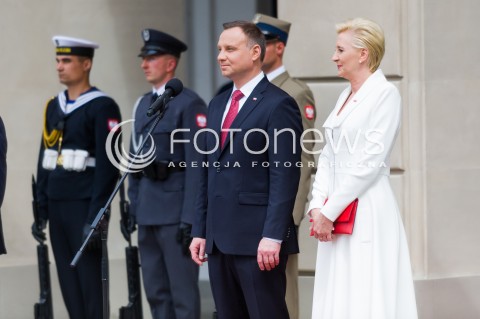  02.05.2018 WARSZAWA <br />DZIEN FLAGI POLSKIEJ Z UDZIALEM PREZYDENTA RP<br />N/Z PREZYDENT RP ANDRZEJ DUDA AGATA KORNHAUSER DUDA<br /> 