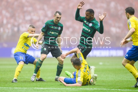  02.05.2018 WARSZAWA<br />
PILKA NOZNA - FINAL PUCHARU POLSKI PZPN 2017/2018<br />
FOOTBALL - PZPN POLISH CUP FINAL 2017/2018<br />
MECZ ARKA GDYNIA - LEGIA WARSZAWA<br />
N/Z MICHAL NALEPA MICHAL KUCHARCZYK DAWID SOLDECKI CARLOS DIAS<br />
 