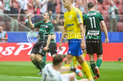  02.05.2018 WARSZAWA<br />
PILKA NOZNA - FINAL PUCHARU POLSKI PZPN 2017/2018<br />
FOOTBALL - PZPN POLISH CUP FINAL 2017/2018<br />
MECZ ARKA GDYNIA - LEGIA WARSZAWA<br />
N/Z MICHAL KUCHARCZYK RADOSC BRAMKA GOL NA 0:2<br />
 