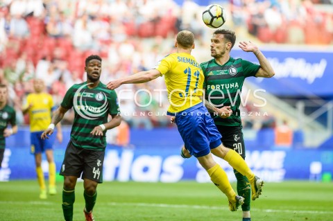  02.05.2018 WARSZAWA<br />
PILKA NOZNA - FINAL PUCHARU POLSKI PZPN 2017/2018<br />
FOOTBALL - PZPN POLISH CUP FINAL 2017/2018<br />
MECZ ARKA GDYNIA - LEGIA WARSZAWA<br />
N/Z RAFAL SIEMASZKO MARKO VESOVIC WILLIAM REMY<br />
 