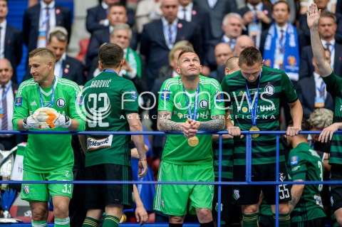  02.05.2018 WARSZAWA<br />PILKA NOZNA - FINAL PUCHARU POLSKI PZPN 2017/2018<br />FOOTBALL - PZPN POLISH CUP FINAL 2017/2018<br />MECZ ARKA GDYNIA - LEGIA WARSZAWA<br />N/Z RADOSLAW CIERZNIAK MIROSLAV RADOVIC ARKADIUSZ MALARZ ARTUR JEDRZEJCZYK DEKORACJA OCZEKIWANIE<br /> 