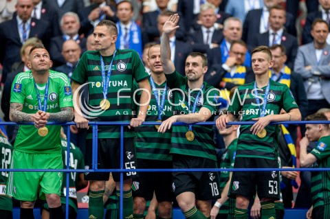  02.05.2018 WARSZAWA<br />PILKA NOZNA - FINAL PUCHARU POLSKI PZPN 2017/2018<br />FOOTBALL - PZPN POLISH CUP FINAL 2017/2018<br />MECZ ARKA GDYNIA - LEGIA WARSZAWA<br />N/Z ARKADIUSZ MALARZ ARTUR JEDRZEJCZYK ADAM HLOUSEK MICHAL KUCHARCZYK SEBASTIAN SZYMANSKI DEKORACJA<br /> 