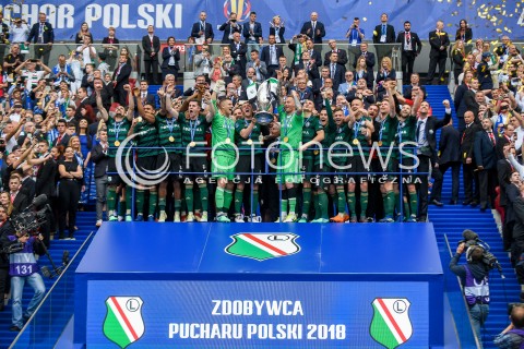  02.05.2018 WARSZAWA<br />PILKA NOZNA - FINAL PUCHARU POLSKI PZPN 2017/2018<br />FOOTBALL - PZPN POLISH CUP FINAL 2017/2018<br />MECZ ARKA GDYNIA - LEGIA WARSZAWA<br />N/Z LEGIA WARSZAWA ZDOBYWCA PUCHARU POLSKI DEKORACJA RADOSC EMOCJE FETA<br /> 