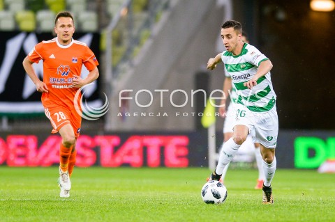  04.05.2018 GDANSK<br />PILKA NOZNA - EKSTRAKLASA SEZON 2017/2018<br />MECZ LECHIA GDANSK - BRUK BET TERMALICA NIECIECZA<br />N/Z LUKASZ PIATEK JOAO OLIVEIRA<br /> 