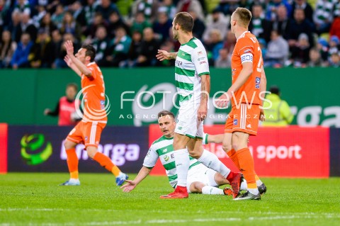  04.05.2018 GDANSK<br />PILKA NOZNA - EKSTRAKLASA SEZON 2017/2018<br />MECZ LECHIA GDANSK - BRUK BET TERMALICA NIECIECZA<br />N/Z SLAWOMIR PESZKO FAUL<br /> 