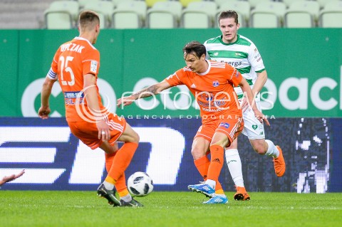  04.05.2018 GDANSK<br />PILKA NOZNA - EKSTRAKLASA SEZON 2017/2018<br />MECZ LECHIA GDANSK - BRUK BET TERMALICA NIECIECZA<br />N/Z GABRIEL MATEI ADAM CHRZANOWSKI<br /> 