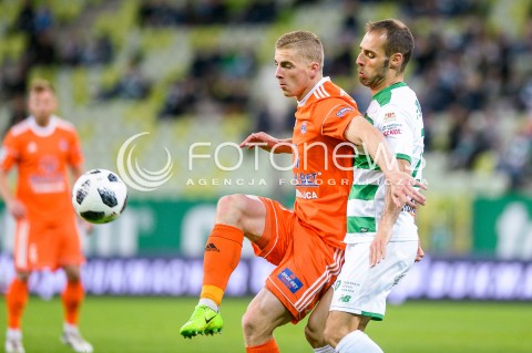  04.05.2018 GDANSK<br />PILKA NOZNA - EKSTRAKLASA SEZON 2017/2018<br />MECZ LECHIA GDANSK - BRUK BET TERMALICA NIECIECZA<br />N/Z VLADISLAVS GUTKOVSKIS FLAVIO PAIXAO<br /> 