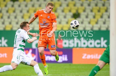  04.05.2018 GDANSK<br />PILKA NOZNA - EKSTRAKLASA SEZON 2017/2018<br />MECZ LECHIA GDANSK - BRUK BET TERMALICA NIECIECZA<br />N/Z PAWEL STOLARSKI VLADISLAVS GUTKOVSKIS BRAMKA GOL NA 0:1<br /> 