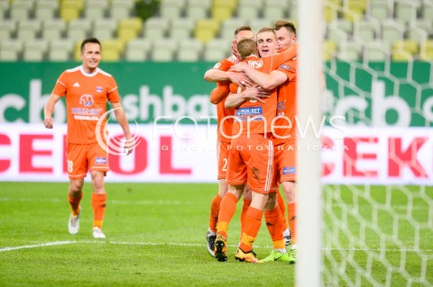  04.05.2018 GDANSK<br />PILKA NOZNA - EKSTRAKLASA SEZON 2017/2018<br />MECZ LECHIA GDANSK - BRUK BET TERMALICA NIECIECZA<br />N/Z VLADISLAVS GUTKOVSKIS RADOSC BRAMKA GOL NA 0:1<br /> 