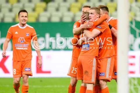  04.05.2018 GDANSK<br />PILKA NOZNA - EKSTRAKLASA SEZON 2017/2018<br />MECZ LECHIA GDANSK - BRUK BET TERMALICA NIECIECZA<br />N/Z VLADISLAVS GUTKOVSKIS RADOSC BRAMKA GOL NA 0:1<br /> 