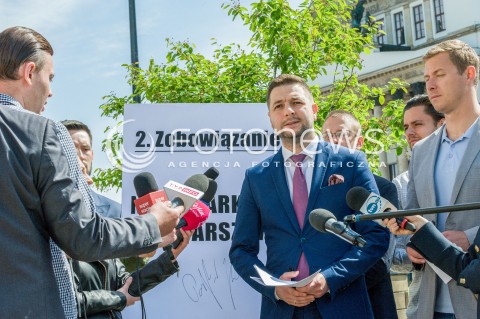  05.05.2018 WARSZAWA<br />KONFERENCJA PATRYKA JAKIEGO NA TEMAT PARKINGOW I ZOBOWIAZAN WYBORCZYCH<br />N/Z PATRYK JAKI<br /> 