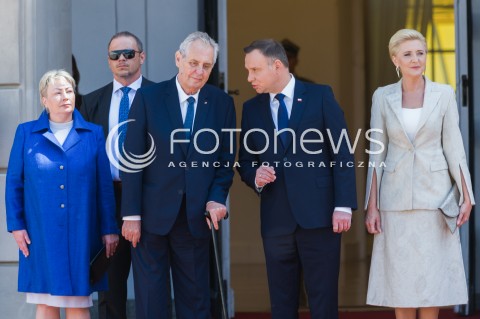  10.05.2018 WARSZAWA<br />WIZYTA PREZYDENTA REPUBLIKI CZESKIEJ<br />N/Z PREZYDENT CZECH MILOS MILOSZ ZEMAN IVANA ZEMANOVA PREZYDENT RP ANDRZEJ DUDA AGATA KORNHAUSER DUDA<br /> 