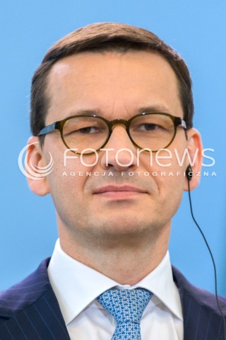  14.05.2018 WARSZAWA <br />WIZYTA PREMIERA WEGIER VIKTORA ORBANA W POLSCE <br />KONFERENCJA PREZESA RADY MINISTROW MATEUSZA MORAWIECKIEGO I PREMIERA WEGIER VIKTORA ORBANA<br />N/Z PREMIER MATEUSZ MORAWIECKI<br /> 