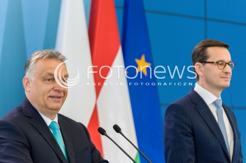  14.05.2018 WARSZAWA <br />WIZYTA PREMIERA WEGIER VIKTORA ORBANA W POLSCE <br />KONFERENCJA PREZESA RADY MINISTROW MATEUSZA MORAWIECKIEGO I PREMIERA WEGIER VIKTORA ORBANA<br />N/Z VIKTOR ORBAN PREMIER MATEUSZ MORAWIECKI<br /> 