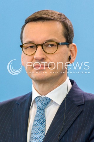  14.05.2018 WARSZAWA <br />WIZYTA PREMIERA WEGIER VIKTORA ORBANA W POLSCE <br />KONFERENCJA PREZESA RADY MINISTROW MATEUSZA MORAWIECKIEGO I PREMIERA WEGIER VIKTORA ORBANA<br />N/Z PREMIER MATEUSZ MORAWIECKI<br /> 
