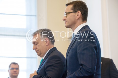  14.05.2018 WARSZAWA <br />WIZYTA PREMIERA WEGIER VIKTORA ORBANA W POLSCE <br />KONFERENCJA PREZESA RADY MINISTROW MATEUSZA MORAWIECKIEGO I PREMIERA WEGIER VIKTORA ORBANA<br />N/Z VIKTOR ORBAN PREMIER MATEUSZ MORAWIECKI<br /> 