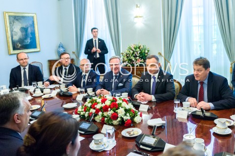  14.05.2018 WARSZAWA PALAC PREZYDENCKI<br />WIZYTA PREMIERA WEGIER VIKTORA ORBANA W POLSCE<br />N/Z PREZYDENT RP ANDRZEJ DUDA?KRZYSZTOF SZCZERSKI KRZYSZTOF LAPINSKI<br /> 