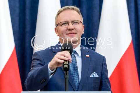  15.05.2018 WARSZAWA PALAC PREZYDENCKI<br />KONFERENCJA PRASOWA MINISTROW KRZYSZTOFA SZCZERSKIEGO I ADAMA KWIATKOWSKIEGO DOTYCZACA WIZYTY PREZYDENTA RP W USA<br />N/Z KRZYSZTOF SZCZERSKI <br /> 