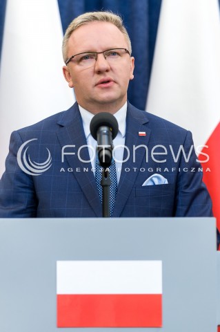  15.05.2018 WARSZAWA PALAC PREZYDENCKI<br />KONFERENCJA PRASOWA MINISTROW KRZYSZTOFA SZCZERSKIEGO I ADAMA KWIATKOWSKIEGO DOTYCZACA WIZYTY PREZYDENTA RP W USA<br />N/Z KRZYSZTOF SZCZERSKI <br /> 