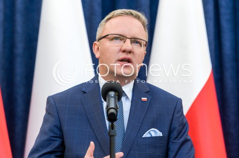  15.05.2018 WARSZAWA PALAC PREZYDENCKI<br />KONFERENCJA PRASOWA MINISTROW KRZYSZTOFA SZCZERSKIEGO I ADAMA KWIATKOWSKIEGO DOTYCZACA WIZYTY PREZYDENTA RP W USA<br />N/Z KRZYSZTOF SZCZERSKI <br /> 