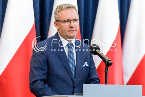  15.05.2018 WARSZAWA PALAC PREZYDENCKI<br />KONFERENCJA PRASOWA MINISTROW KRZYSZTOFA SZCZERSKIEGO I ADAMA KWIATKOWSKIEGO DOTYCZACA WIZYTY PREZYDENTA RP W USA<br />N/Z KRZYSZTOF SZCZERSKI <br /> 