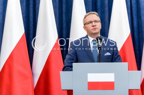  15.05.2018 WARSZAWA PALAC PREZYDENCKI<br />KONFERENCJA PRASOWA MINISTROW KRZYSZTOFA SZCZERSKIEGO I ADAMA KWIATKOWSKIEGO DOTYCZACA WIZYTY PREZYDENTA RP W USA<br />N/Z KRZYSZTOF SZCZERSKI <br /> 
