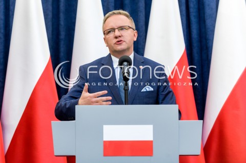  15.05.2018 WARSZAWA PALAC PREZYDENCKI<br />KONFERENCJA PRASOWA MINISTROW KRZYSZTOFA SZCZERSKIEGO I ADAMA KWIATKOWSKIEGO DOTYCZACA WIZYTY PREZYDENTA RP W USA<br />N/Z KRZYSZTOF SZCZERSKI <br /> 