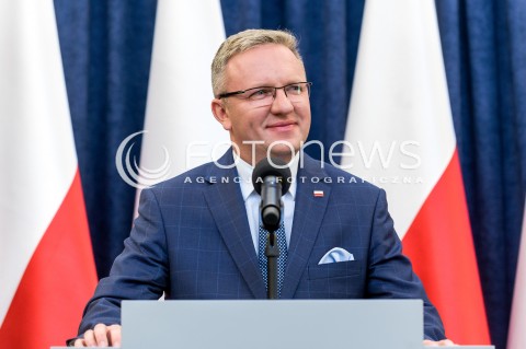  15.05.2018 WARSZAWA PALAC PREZYDENCKI<br />KONFERENCJA PRASOWA MINISTROW KRZYSZTOFA SZCZERSKIEGO I ADAMA KWIATKOWSKIEGO DOTYCZACA WIZYTY PREZYDENTA RP W USA<br />N/Z KRZYSZTOF SZCZERSKI <br /> 