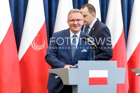  15.05.2018 WARSZAWA PALAC PREZYDENCKI<br />KONFERENCJA PRASOWA MINISTROW KRZYSZTOFA SZCZERSKIEGO I ADAMA KWIATKOWSKIEGO DOTYCZACA WIZYTY PREZYDENTA RP W USA<br />N/Z KRZYSZTOF SZCZERSKI ADAM KWIATKOWSKI<br /> 