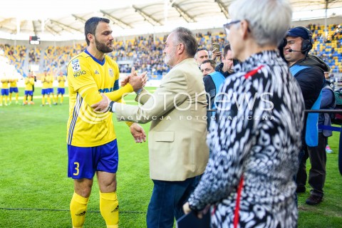  19.05.2018 GDYNIA<br />PILKA NOZNA - EKSTRAKLASA SEZON 2017/2018<br />MECZ ARKA GDYNIA - SLASK WROCLAW<br />N/Z KRZYSZTOF SOBIERAJ WOJCIECH SZCZUREK ZAKONCZENIE KARIERY<br /> 