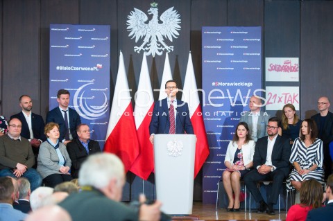  20.05.2018 GDANSK <br />SPOTKANIE PREMIERA MATEUSZA MORAWIECKIEGO Z MIESZKANCAMI GDANSKA W SALI BHP STOCZNI GDANSKIEJ<br />N/Z MATEUSZ MORAWIECKI<br /> 