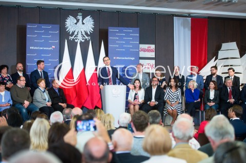  20.05.2018 GDANSK <br />SPOTKANIE PREMIERA MATEUSZA MORAWIECKIEGO Z MIESZKANCAMI GDANSKA W SALI BHP STOCZNI GDANSKIEJ<br />N/Z MATEUSZ MORAWIECKI<br /> 