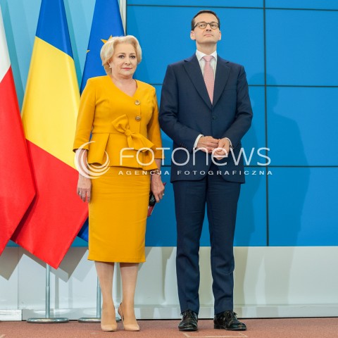  25.05.2018 WARSZAWA<br />KONFERENCJA WSPOLNA PREMIEROW POLSKI I RUMUNII<br />N/Z PREMIER MATEUSZ MORAWIECKI VIORICA DANCILA<br /> 