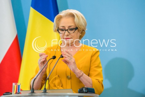  25.05.2018 WARSZAWA<br />KONFERENCJA WSPOLNA PREMIEROW POLSKI I RUMUNII<br />N/Z VIORICA DANCILA<br /> 