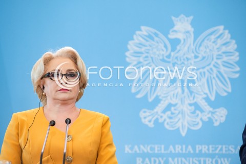  25.05.2018 WARSZAWA<br />KONFERENCJA WSPOLNA PREMIEROW POLSKI I RUMUNII<br />N/Z VIORICA DANCILA<br /> 