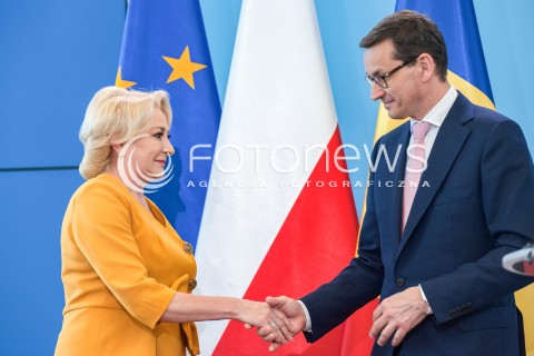  25.05.2018 WARSZAWA<br />KONFERENCJA WSPOLNA PREMIEROW POLSKI I RUMUNII<br />N/Z PREMIER MATEUSZ MORAWIECKI VIORICA DANCILA<br /> 