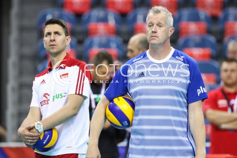  26.05.2018 KRAKOW <br />SIATKOWKA MEZCZYZN SIATKARSKA LIGA NARODOW MEZCZYZN 2018 <br />FIVB VOLLEYBALL NATIONS LEAGUE 2018 <br />MECZ POLSKA - ROSJA ( Poland - Russia ) <br />N/Z VITAL HEYNEN - I TRENER ( HEAD COACH ) MICHAL MIESZKO GOGOL SYLWETKA <br /> 