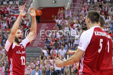  26.05.2018 KRAKOW <br />SIATKOWKA MEZCZYZN SIATKARSKA LIGA NARODOW MEZCZYZN 2018 <br />FIVB VOLLEYBALL NATIONS LEAGUE 2018 <br />MECZ POLSKA - ROSJA ( Poland - Russia ) <br />N/Z GRZEGORZ LOMACZ RADOSC EMOCJE SYLWETKA <br /> 