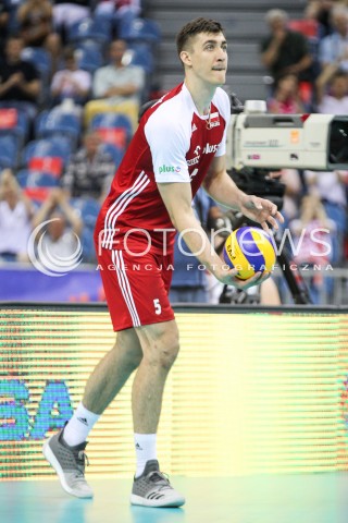  26.05.2018 KRAKOW <br />SIATKOWKA MEZCZYZN SIATKARSKA LIGA NARODOW MEZCZYZN 2018 <br />FIVB VOLLEYBALL NATIONS LEAGUE 2018 <br />MECZ POLSKA - ROSJA ( Poland - Russia ) <br />N/Z LUKASZ KACZMAREK SYLWETKA <br /> 