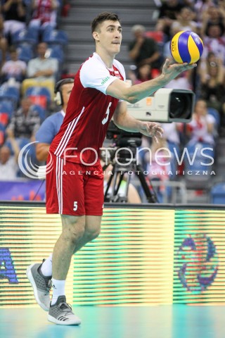  26.05.2018 KRAKOW <br />SIATKOWKA MEZCZYZN SIATKARSKA LIGA NARODOW MEZCZYZN 2018 <br />FIVB VOLLEYBALL NATIONS LEAGUE 2018 <br />MECZ POLSKA - ROSJA ( Poland - Russia ) <br />N/Z LUKASZ KACZMAREK SYLWETKA <br /> 
