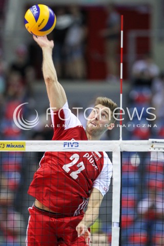  26.05.2018 KRAKOW <br />SIATKOWKA MEZCZYZN SIATKARSKA LIGA NARODOW MEZCZYZN 2018 <br />FIVB VOLLEYBALL NATIONS LEAGUE 2018 <br />MECZ POLSKA - ROSJA ( Poland - Russia ) <br />N/Z BARTOSZ BEDNORZ SYLWETKA ATAK <br /> 
