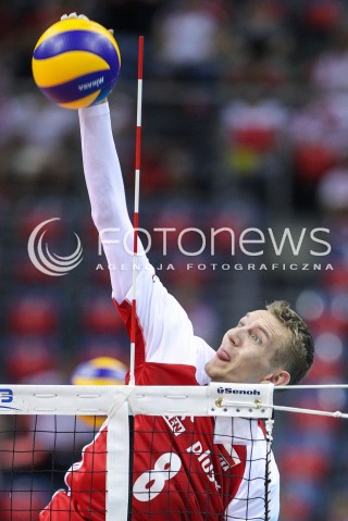  26.05.2018 KRAKOW <br />SIATKOWKA MEZCZYZN SIATKARSKA LIGA NARODOW MEZCZYZN 2018 <br />FIVB VOLLEYBALL NATIONS LEAGUE 2018 <br />MECZ POLSKA - ROSJA ( Poland - Russia ) <br />N/Z DAMIAN SCHULZ SYLWETKA ATAK <br /> 