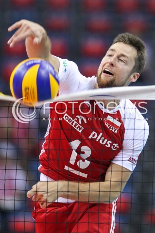  26.05.2018 KRAKOW <br />SIATKOWKA MEZCZYZN SIATKARSKA LIGA NARODOW MEZCZYZN 2018 <br />FIVB VOLLEYBALL NATIONS LEAGUE 2018 <br />MECZ POLSKA - ROSJA ( Poland - Russia ) <br />N/Z MICHAL KUBIAK SYLWETKA ATAK <br /> 