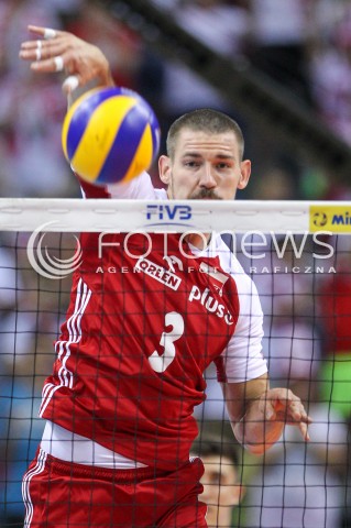  26.05.2018 KRAKOW <br />SIATKOWKA MEZCZYZN SIATKARSKA LIGA NARODOW MEZCZYZN 2018 <br />FIVB VOLLEYBALL NATIONS LEAGUE 2018 <br />MECZ POLSKA - ROSJA ( Poland - Russia ) <br />N/Z DAWID KONARSKI SYLWETKA ATAK <br /> 