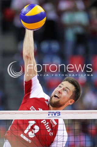  26.05.2018 KRAKOW <br />SIATKOWKA MEZCZYZN SIATKARSKA LIGA NARODOW MEZCZYZN 2018 <br />FIVB VOLLEYBALL NATIONS LEAGUE 2018 <br />MECZ POLSKA - ROSJA ( Poland - Russia ) <br />N/Z MICHAL KUBIAK SYLWETKA ATAK <br /> 